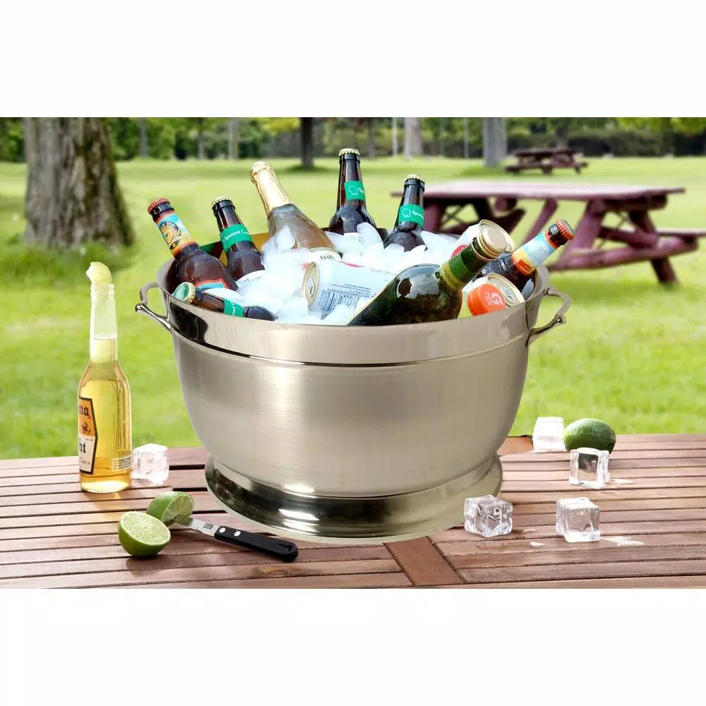 Unbranded 21.50 in. Stainless Steel Double Wall Insulated Round Beverage Tub with Handles