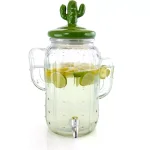 Gibson Home Cactus Cooler 1.3 Gal. Glass Drink Dispenser, Green thumbnail 1