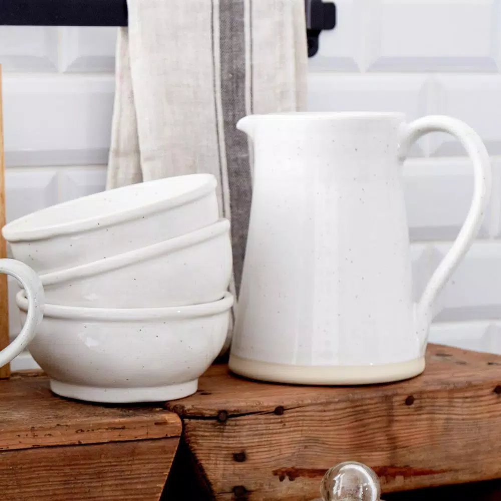 CASAFINA Fattoria 69 fl. oz. White Ceramic Stoneware Pitcher