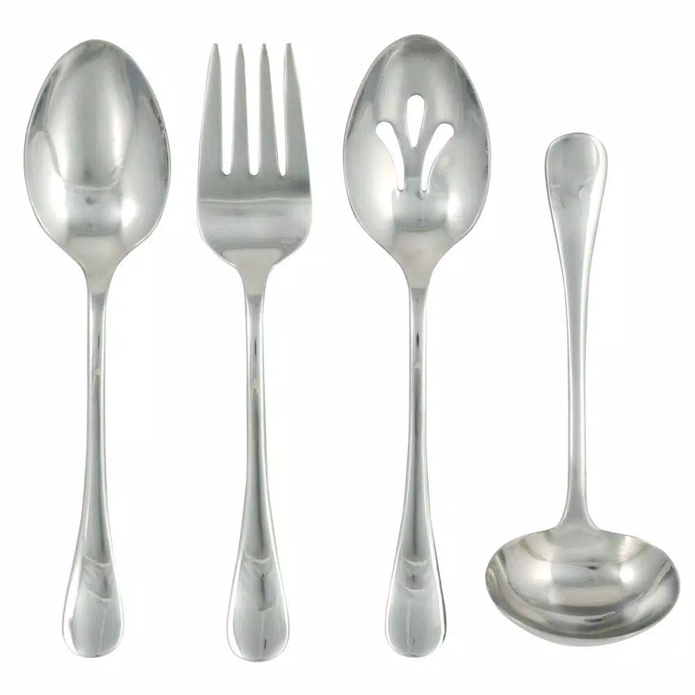 Ginkgo Varberg 4-Piece Hostess Serving Set, 18/0 Stainless Steel with Mirror Finish