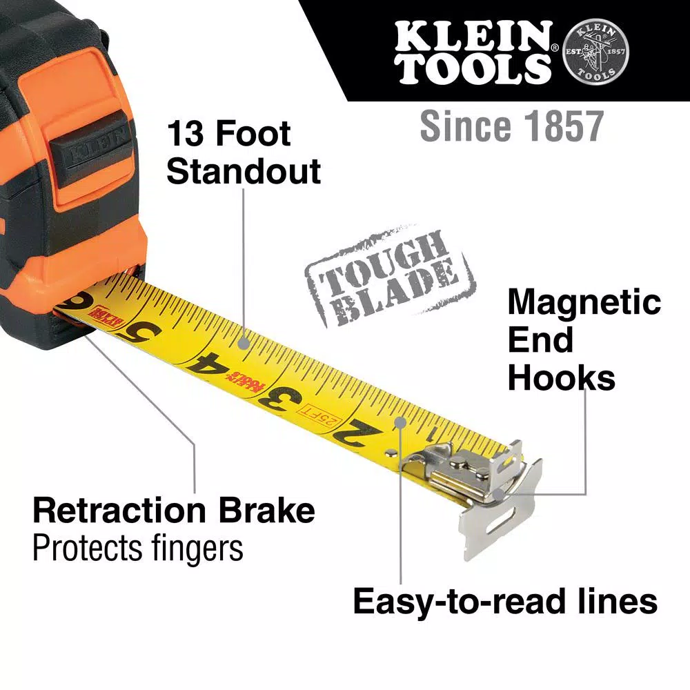 Klein Tools 16 ft. Magnetic Double-Hook Tape Measure with 13 ft. Standout
