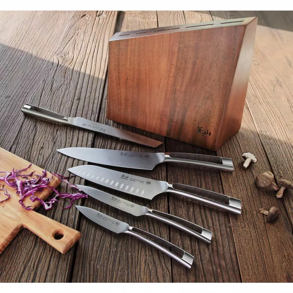 Cangshan N1 Series 6-Piece German Steel Forged Knife Block Set with Acacia Wood Block