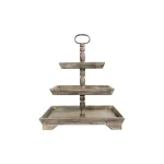 3R Studios Rustic Brown 3-Tier Decorative Tray with Metal and Fir Wood Construction thumbnail 1