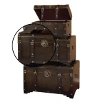 LITTON LANE Set of 3 Distressed Brown Trunk-Style Decorative Boxes with Faux Leather Cover thumbnail 3