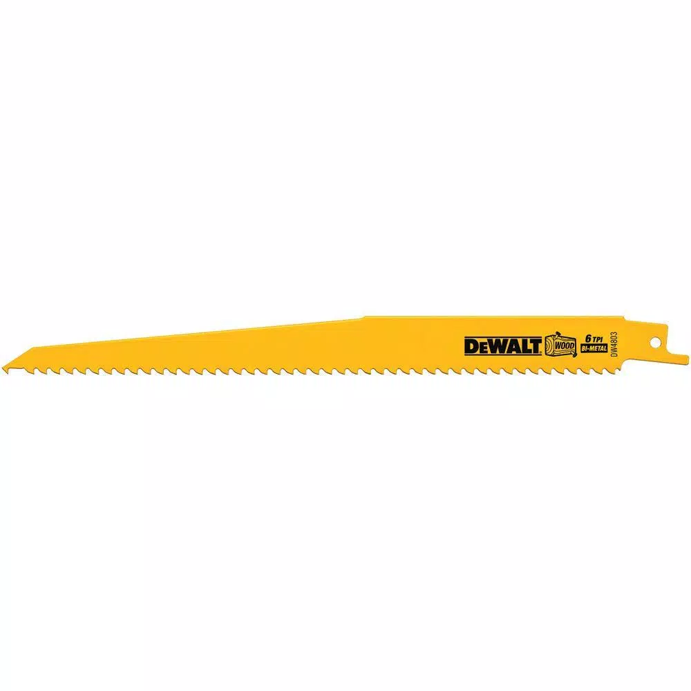 DEWALT 9 in. 6 TPI Bi-Metal Taper Back Reciprocating Saw Blade, 5-Pack