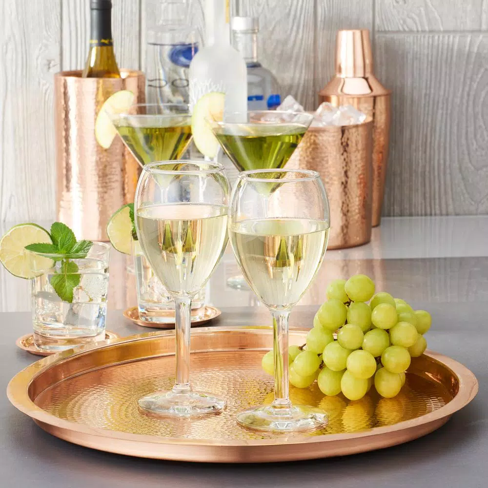 Old Dutch 15.75 in. Stone Hammered Solid Copper Round Serving Tray