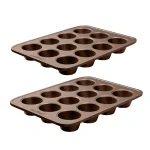 NutriChef 2-Piece Deluxe Non-Stick Steel Muffin and Cookie Baking Sheet Set, Gold thumbnail 1