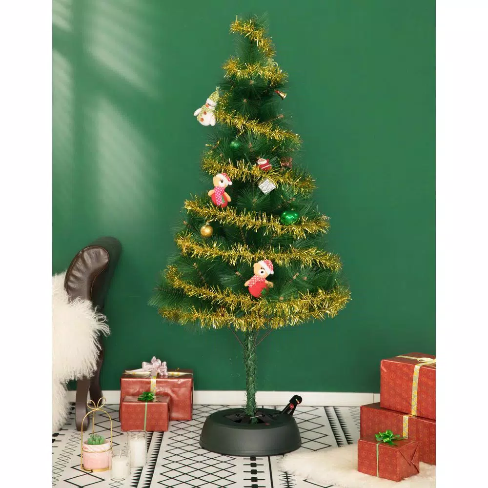 Unbranded Automatic Green Plastic Foot Pedal Christmas Tree Stand with Water Level Indicator
