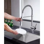ANZZI Carriage Single Handle Kitchen Faucet, Brushed Nickel, Modern Deck Mount thumbnail 11