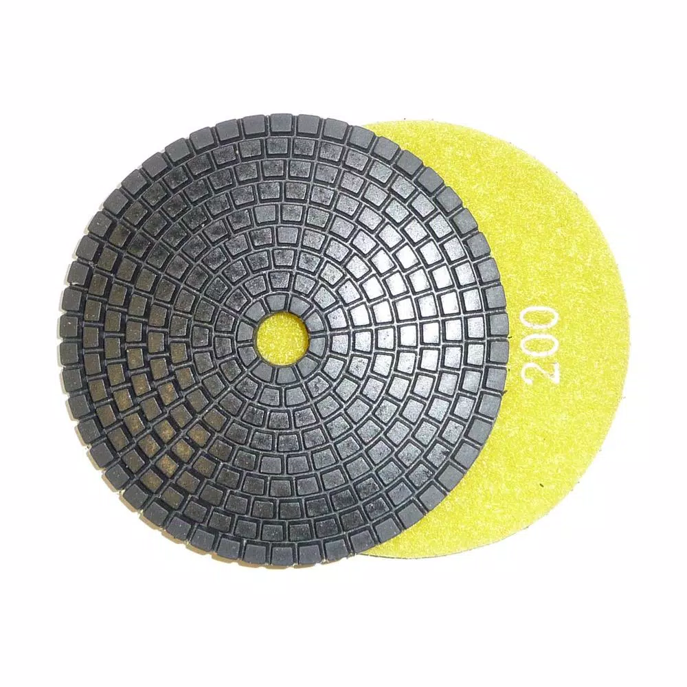 Unbranded JHX 4 in. Wet Diamond Polishing Pad Set for Granite and Concrete with Semi-Rigid Back Holder (7-Piece)