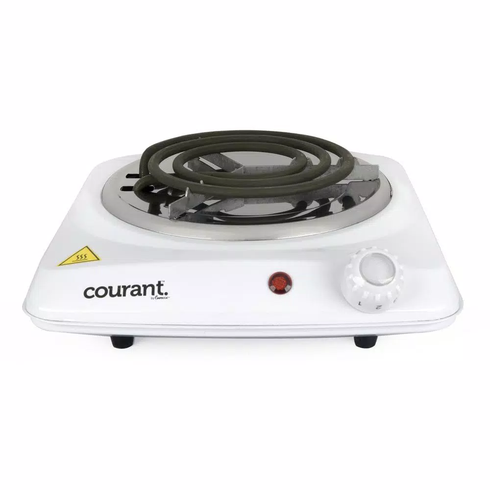 Courant 5 in. Single Burner White Hot Plate with 1000W Temperature Control