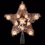 Northlight 9 in. Lighted Silver Tinsel Star Christmas Tree Topper with 11 Clear Mini Lights thumbnail 1