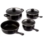 Gibson Home Chef Du Jour 7-Piece Carbon Steel Nonstick Cookware Set, Black thumbnail 1