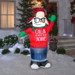 Gemmy 6 ft. Animated Inflatable Chillin Snowman with Christmas Sweater - Airblown Holiday Decor thumbnail 3