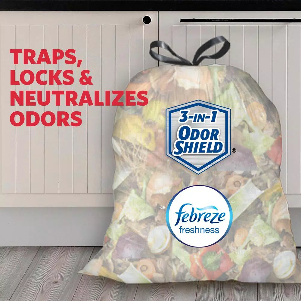 Glad 13 Gallon Tall Kitchen Trash Bags with Febreze Mediterranean Lavender OdorShield, Drawstring, 40-Count