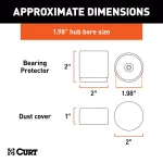 CURT 1.98" Bearing Protectors & Covers (2-Pack) - Chrome Wheel Bearing Dust Caps thumbnail 4