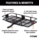 CURT 60" x 24" Black Steel Basket Cargo Carrier, 2" Fixed Shank, 500 lb. Capacity thumbnail 2