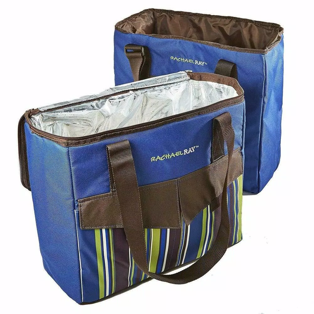 Rachael Ray ChillOut To Go Blue Deluxe Thermal Tote Set of 2 - Insulated Cooler & Dry Storage Bags