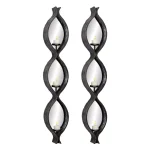 LITTON LANE Eclectic Black Metal Mesh Ellipse Wall Sconces with Mirror Inlays, Set of 2 thumbnail 2