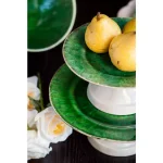Abigails Bali Footed Cake Plate - Handmade Green Ceramic Dessert Stand thumbnail 3