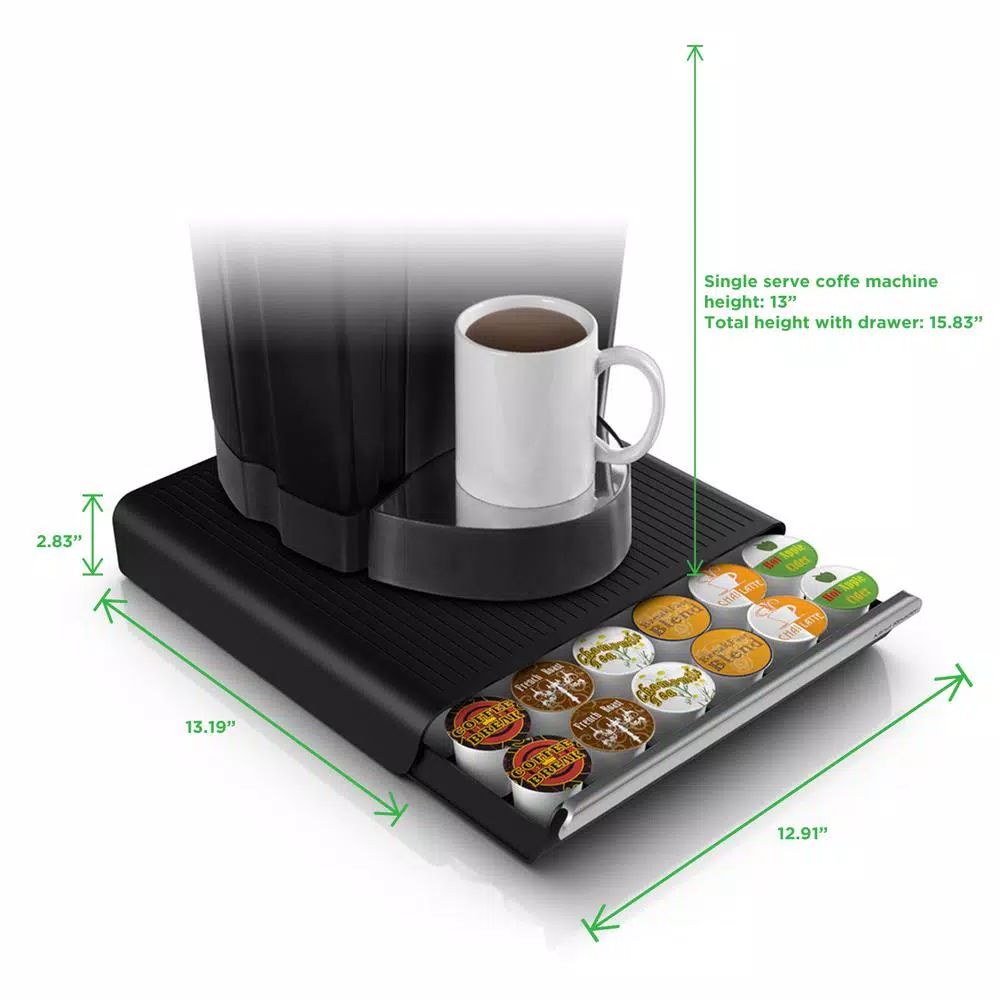 Mind Reader Hero 36-Capacity Black Coffee Pod Storage Drawer Organizer for Keurig and Single Serve Machines