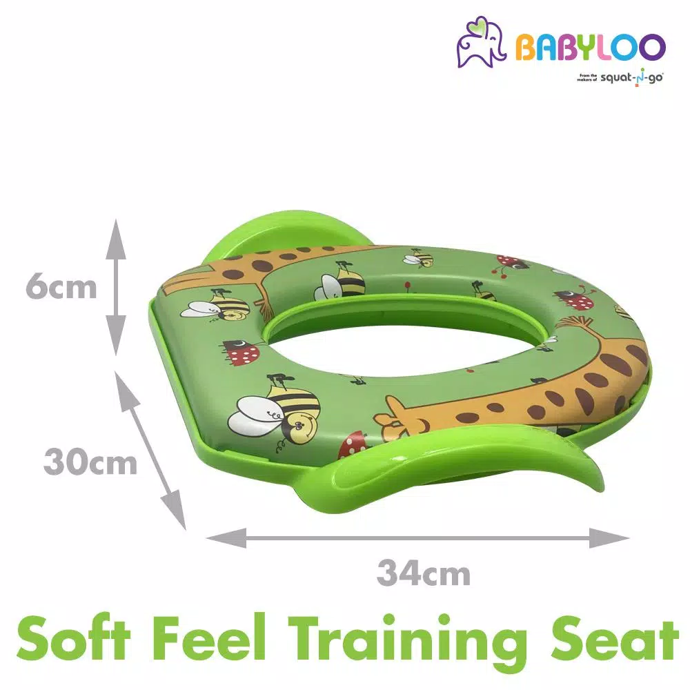 Babyloo Animal Design Children's Soft Cushion Toilet Seat with Handles - Green