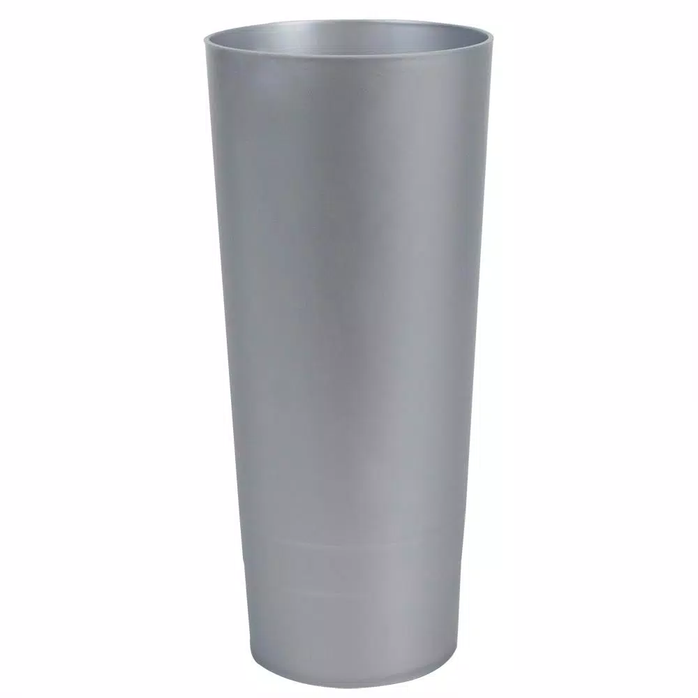 Home Basics Grey Plastic Toilet Brush and Holder Set with Nylon Bristles