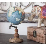 LITTON LANE 10 in. New Traditional Decorative Globe with Wooden Marble Base and Iron Axis thumbnail 1