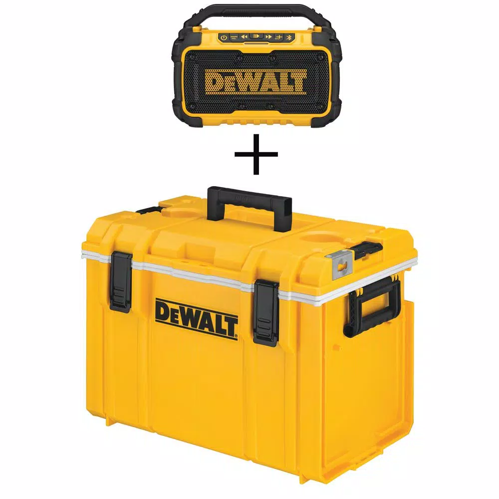 DEWALT 20V MAX Bluetooth Jobsite Speaker with 22 in. ToughSystem Tool Box Cooler Bundle
