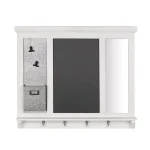 Home Decorators Collection White Wood Multi-Function Wall Organizer with Chalkboard and Hooks thumbnail 1