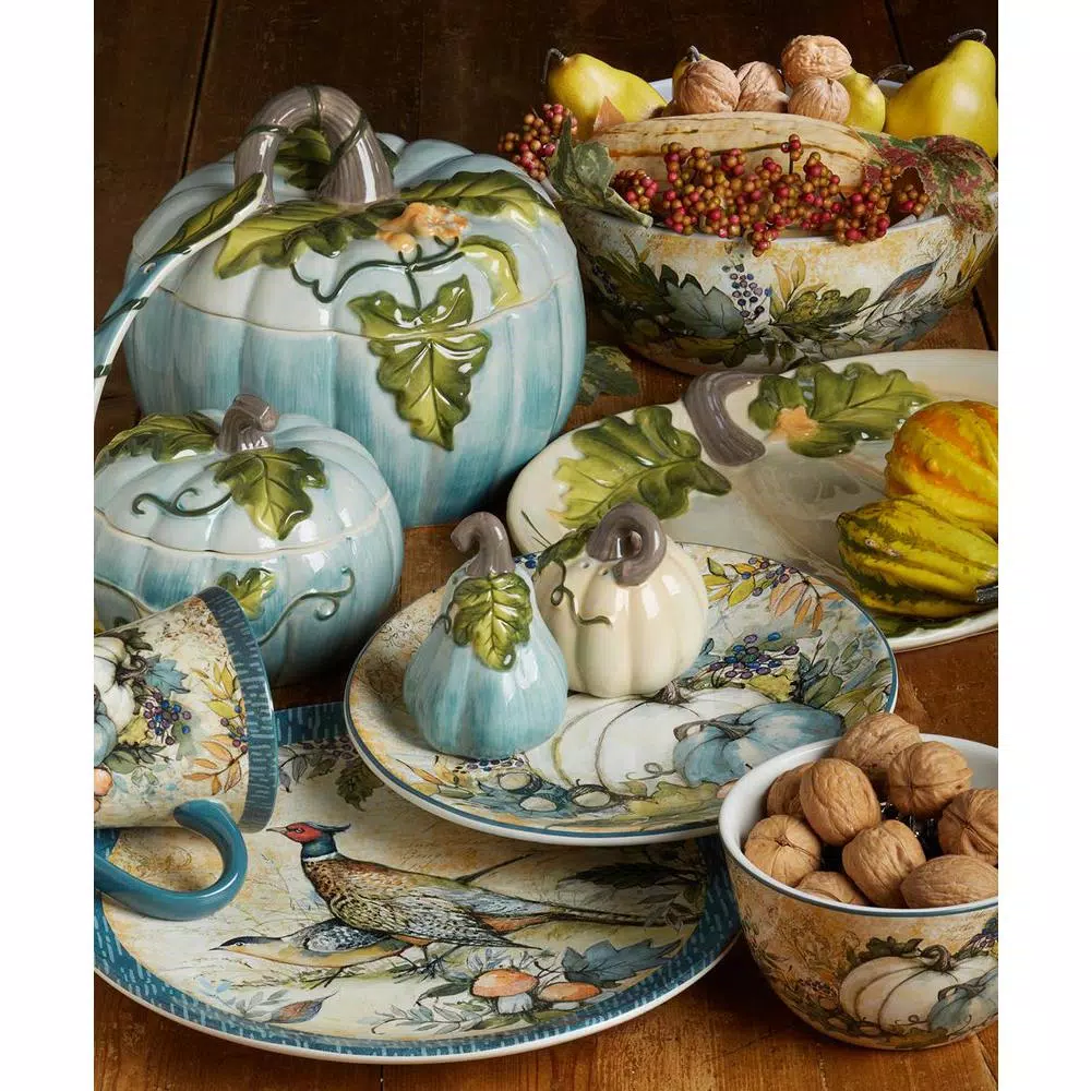 Certified International Harvest Gatherings 9 in. 2-Tier Earthenware Server