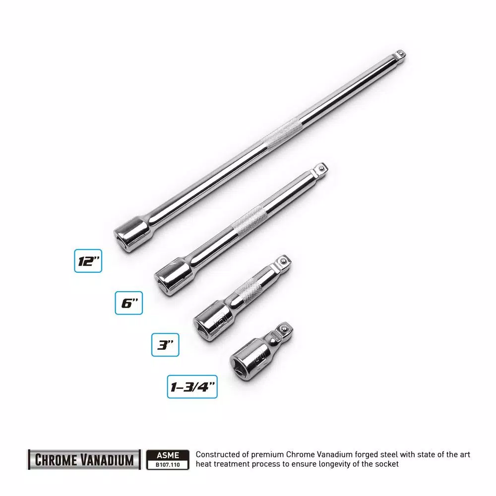 Capri Tools 3/8 in. Drive Wobble Extension Bar Set, 4-Piece
