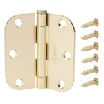 Everbilt 3.5 in. x 5/8 in. Radius Bright Brass Steel Door Hinges, 24-Pack thumbnail 1
