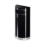 Rubbermaid Commercial Products 9 Gal. Black and Chrome Half-Round Fire-Safe Steel Trash Can with Side Opening thumbnail 2