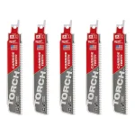Milwaukee TORCH 6 in. 7 TPI Carbide Teeth Thick Metal Reciprocating Saw Blade (5 Pack) thumbnail 1