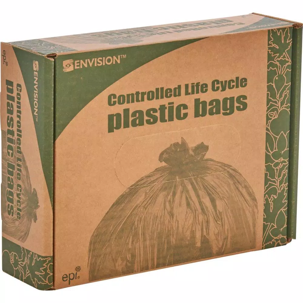 Stout 33 Gallon Totally Degradable Trash Bags, 40 Count Box, Green