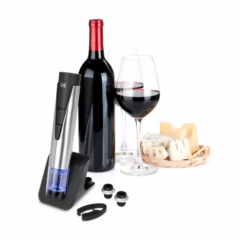 KALORIK 2-in-1 Electric Wine Opener and Vacuum Preserver Set with Charging Base