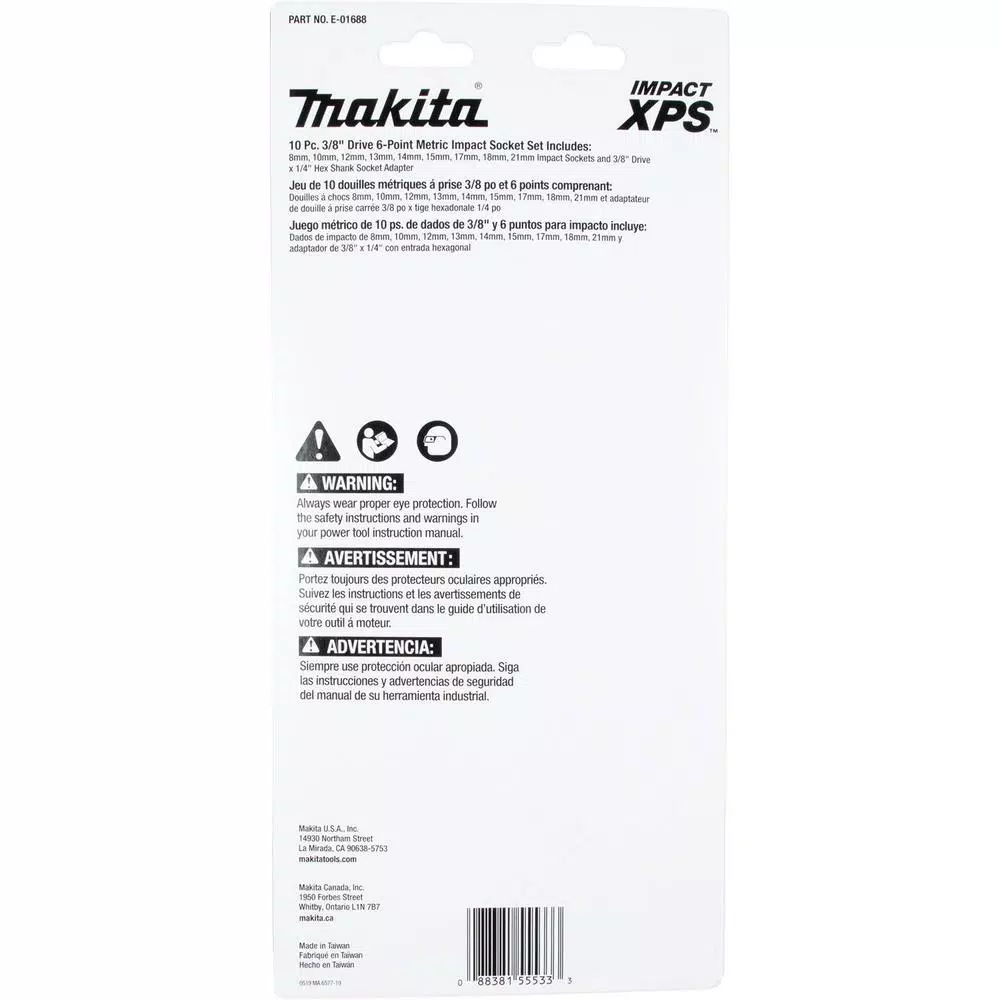 Makita ImpactXPS 3/8 in. Drive 6-Point Metric Impact Socket Set with Adapter (10-Piece)