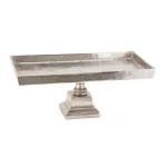 IMAX Alston Rectangle Aluminum Pedestal Trays, Distressed Silver Finish (Set of 2) thumbnail 2