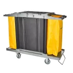 Alpine Industries 4-Shelf PVC Janitorial Cleaning Cart with 2 Yellow Vinyl Bags thumbnail 2