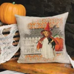 Heritage Lace Victorian Halloween Graphic Throw Pillow, 18 x 18 in, Natural Polyester thumbnail 1