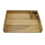 Stonebriar Collection Stonebriar Rustic Mango Wood Serving Tray with Built-in Cup Holder thumbnail 2