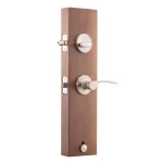 Copper Creek Mid Century Modern Satin Stainless Front Door Handleset with Left-Hand Scandinavian Lever Trim thumbnail 4