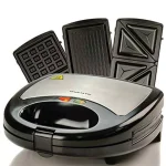 Ovente 3-in-1 Electric Sandwich Maker, Waffle and Grill Maker with Detachable Non-Stick Plates, 750W, Black thumbnail 3