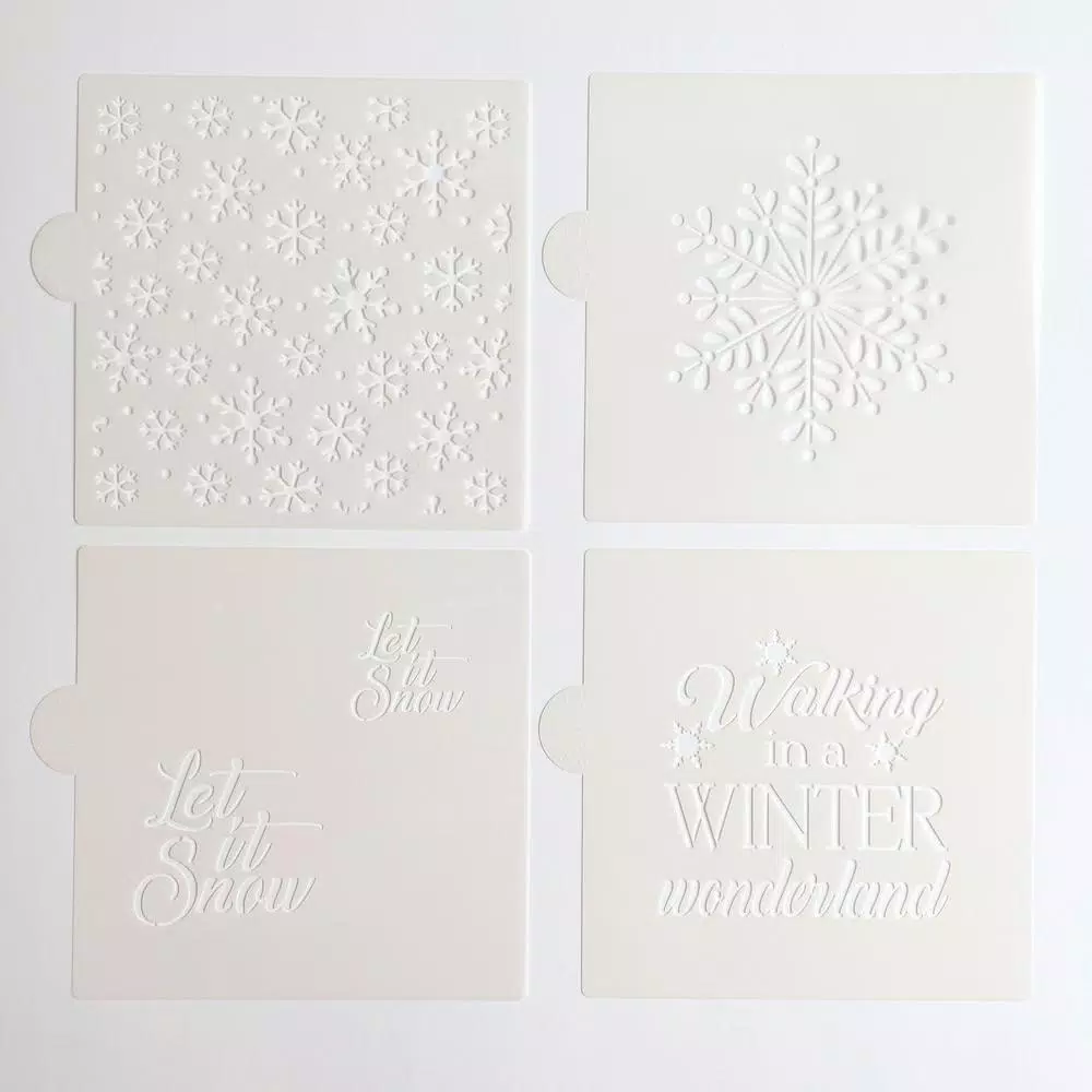 Designer Stencils Winter Wonderland & Let It Snow Cookie Stencil Bundle - 4 Pattern Set