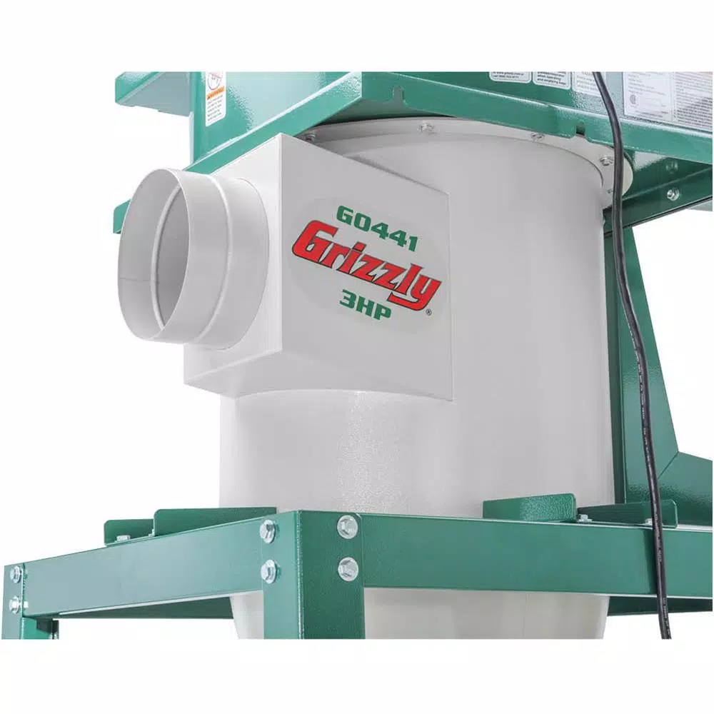 Grizzly Industrial 3 HP Cyclone Dust Collector with 55 Gal. Steel Drum and BIA Certified Filter