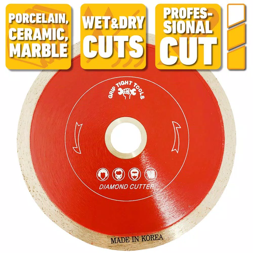 GRIP TIGHT TOOLS 4 in. Professional Continuous Rim Diamond Tile Cutting Blade for Porcelain, Ceramic, and Marble (3-Pack)
