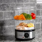 Ovente 2-Tier Electric Food Steamer, 5-Quart Capacity, 400W, Silver thumbnail 7