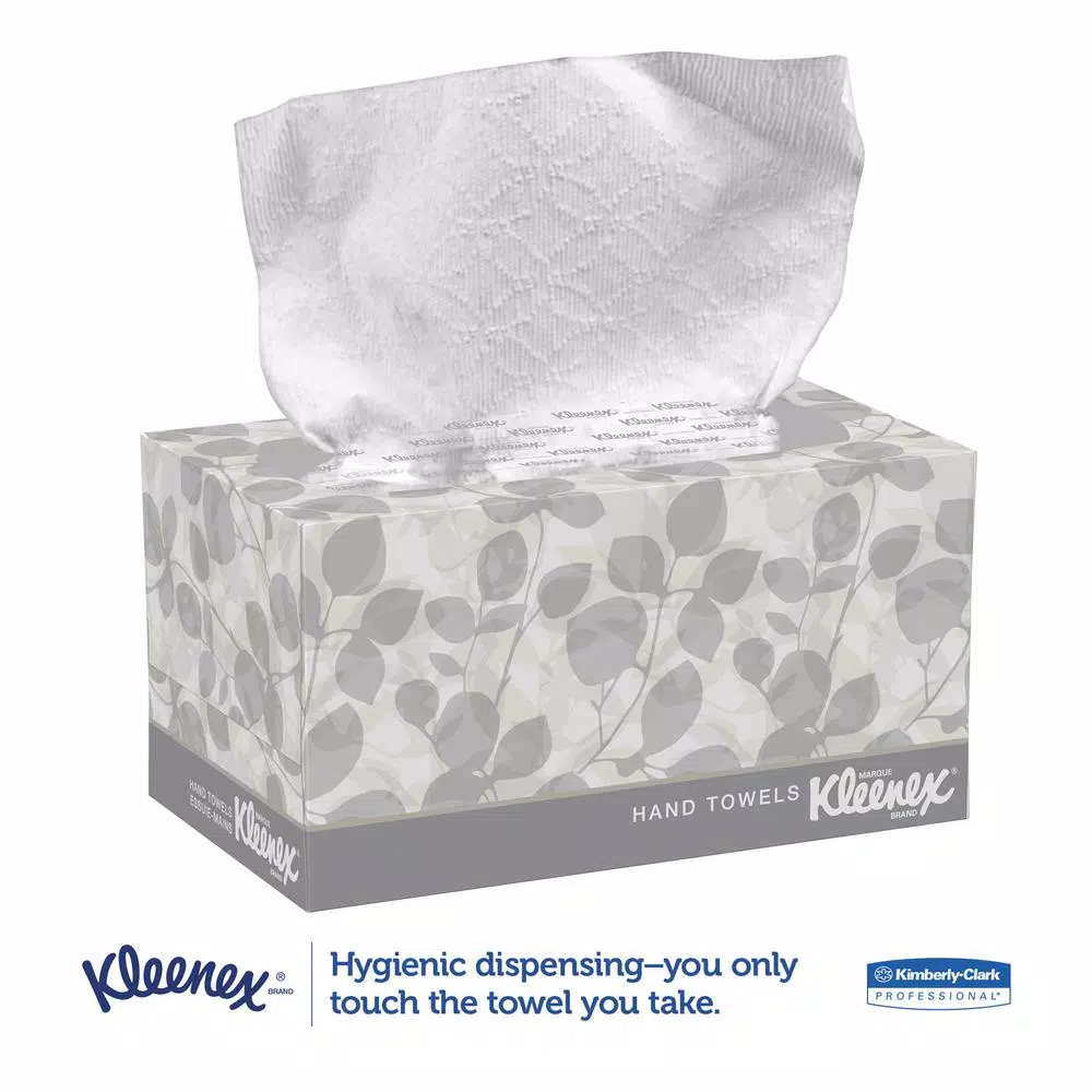 Kleenex Premium Pop-Up Cloth-Like Hand Towels, 9 x 10.5 in, 120 per Box, 18 Boxes per Carton