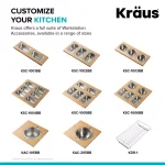 KRAUS Stainless Steel Mixing Bowl and Colander Set for Workstation Sinks thumbnail 9